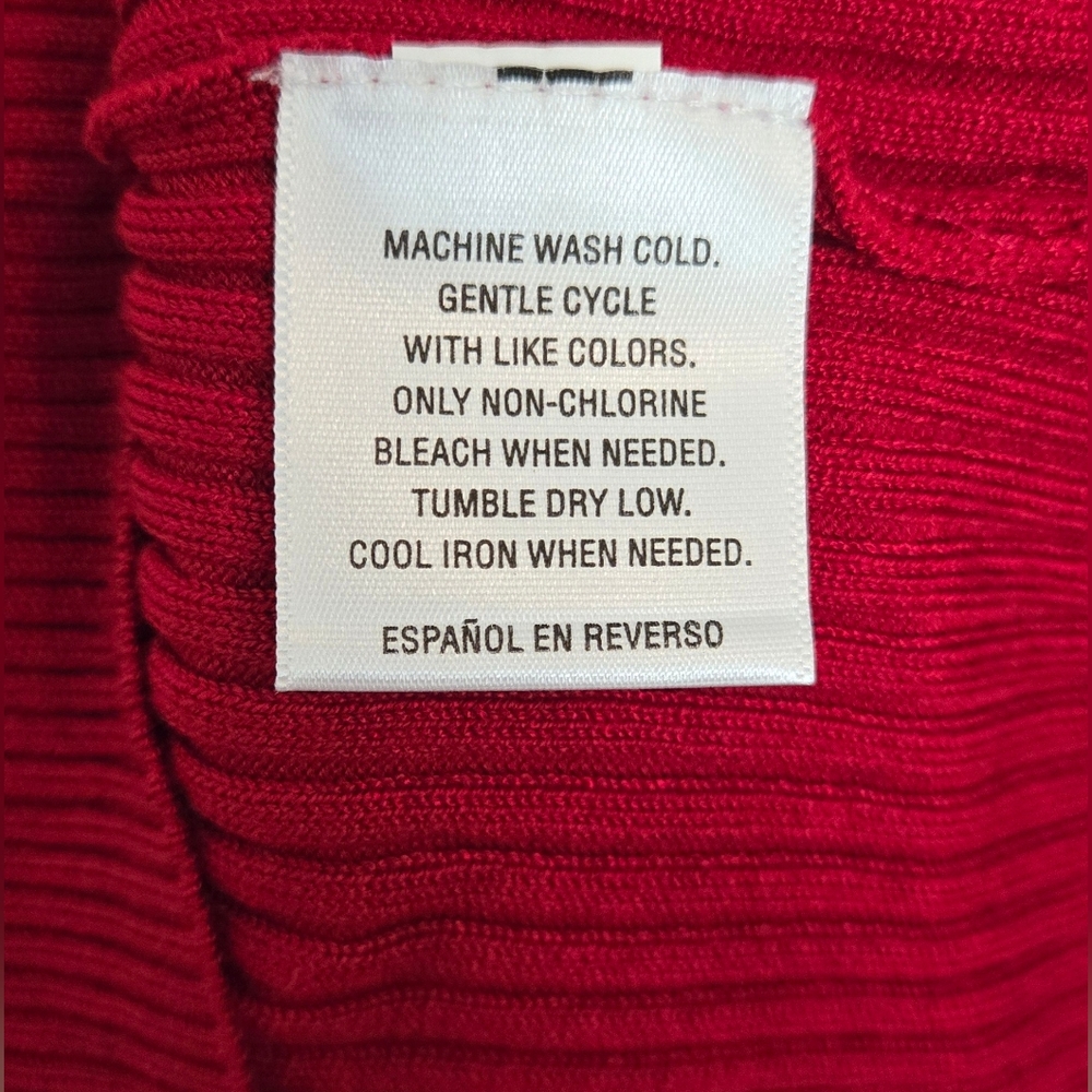 Macy's Red Turtleneck Sweater with Ribbed Texture Long Sleeves Nwt Large - Picture 7 of 9